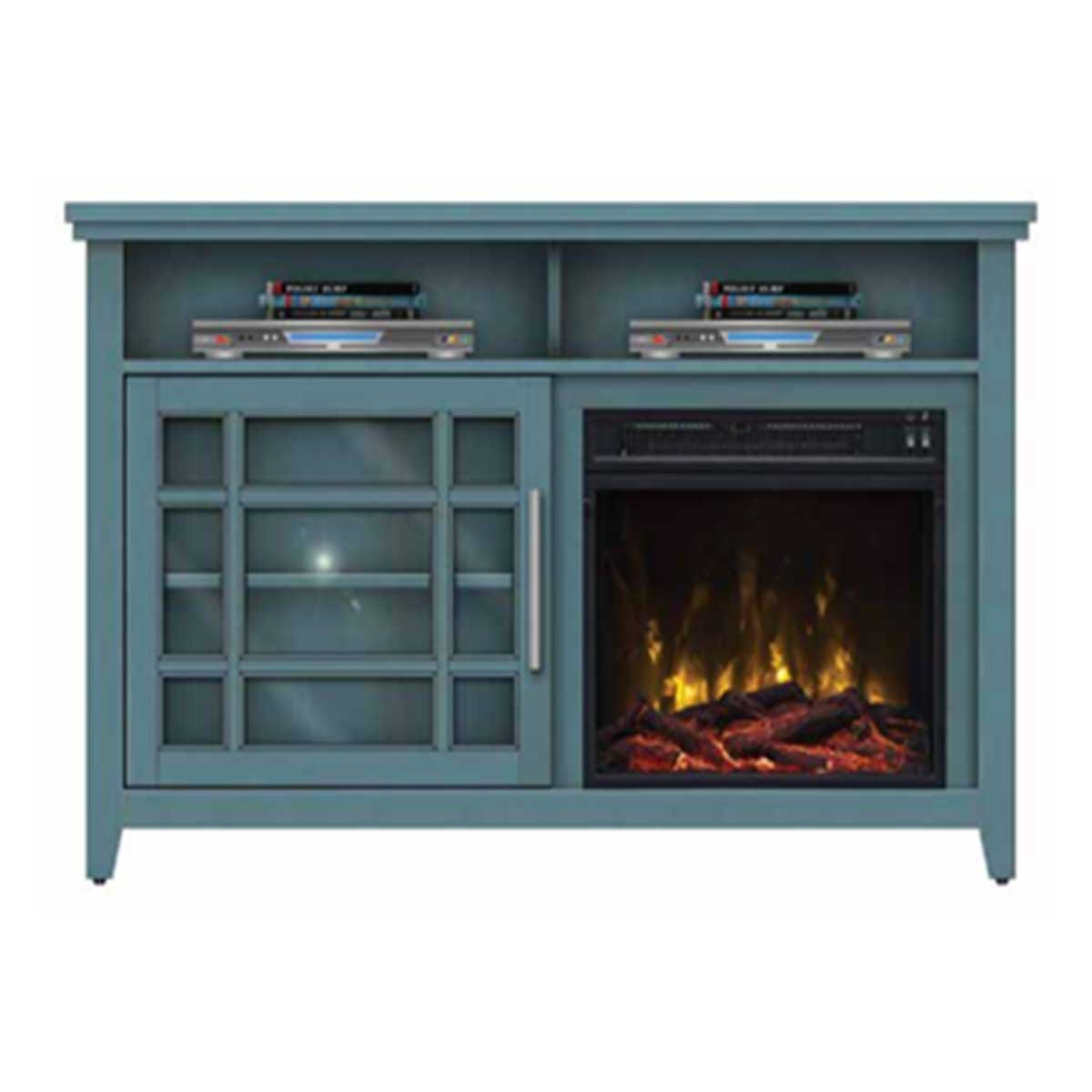 Mueble de tv con chimenea azul y repisa Twinstar | SEARS.COM.MX - Me
